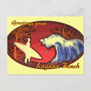 Cartão Postal Laguna Beach, Califórnia, surfista de arte cumprim