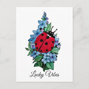 Cartão Postal Lagybird Cute De Cana-De-Vinho Com Flores Selvagen