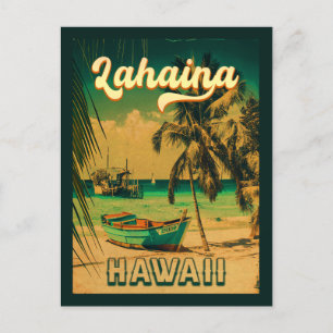 Cartão Postal Lahaina Hawaii Retro Palm Trees 80s Souvenirs
