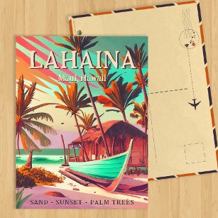 Cartão Postal Lahaina Maui Hawaii, palmeira tropical solar 60