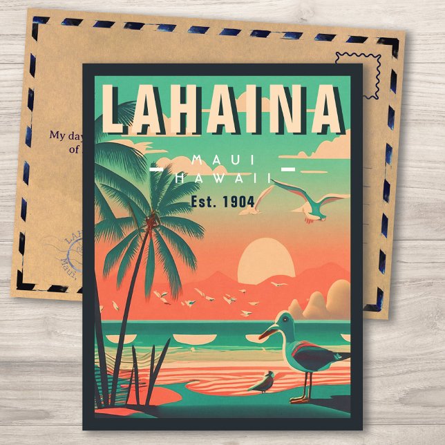 Cartão Postal Lahaina Maui Hawaii Retro Seagull Souvenir 1950 (Criador carregado)