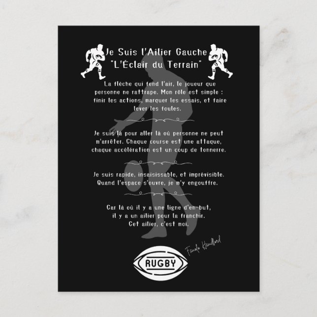 Cartão Postal L'ailier du rugby  (Frente)