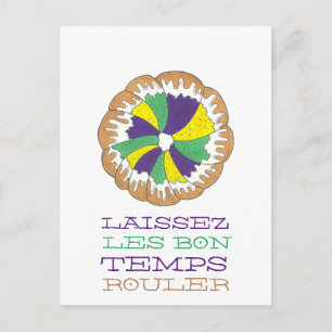 Cartão Postal Laissez Les Bon Temps Rouler Mardi Gras King Cake
