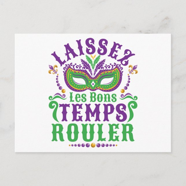 Cartão Postal Laissez Les Bons Temps Rouler Mardi Gras (Frente)