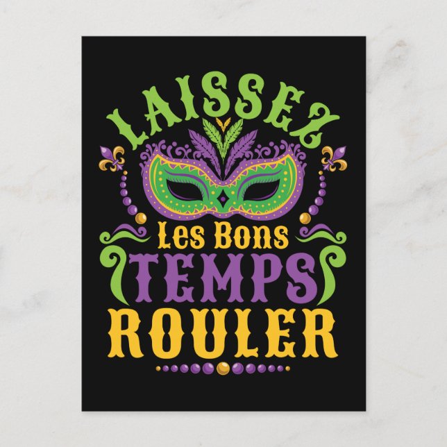 Cartão Postal Laissez Les Bons Temps Rouler Mardi Gras (Frente)