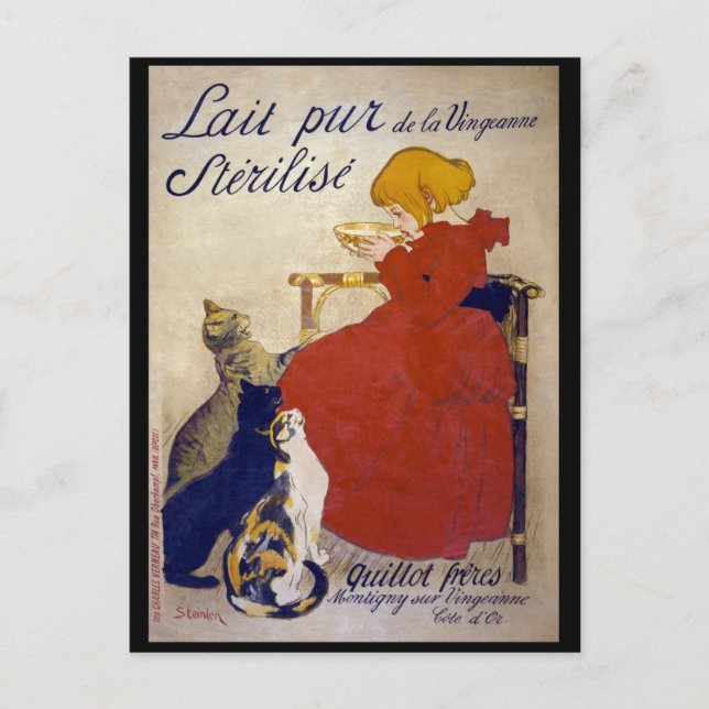 Cartão Postal Lait pur stérilisé de la Vingeanne, Steinlen (Frente)