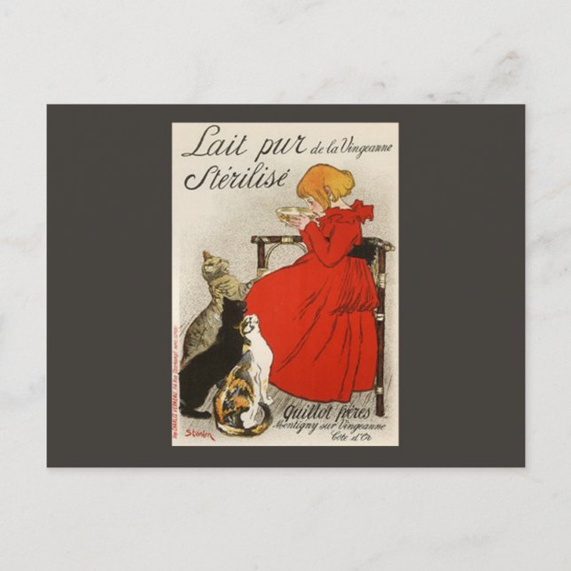 Cartão Postal Lait pur Stérilisé, de Steinlen (Frente)