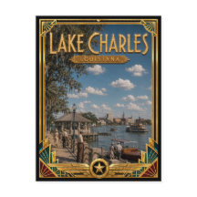 Lake Charles Louisiana Arte Deco Antigo Idade Dour