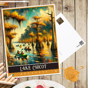 Cartão Postal Lake Chicot, Arkansas Vintage Painting