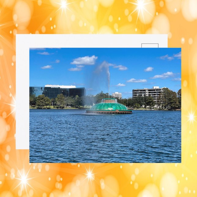 Cartão Postal Lake Eola Fountain Orlando Florida Foto (A postcard featuring a photo of the Lake Eola Fountain in Orlando, Florida)