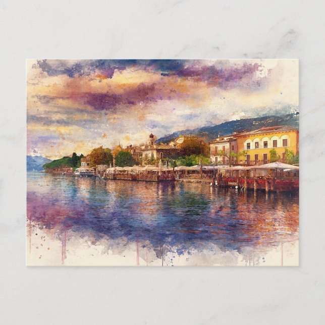 Cartão Postal Lake Garda (Lago di Garda) - Watercolor Splash (Frente)