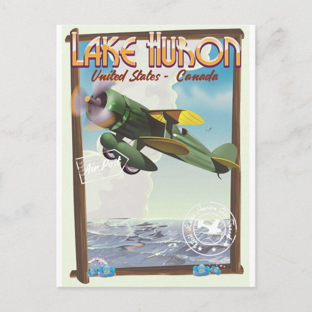 Cartão Postal Lake Huron - EUA - Canadá (Frente)