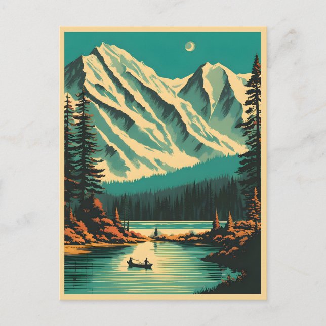 Cartão Postal Lake Louise Banff National Park Retro Travel (Frente)