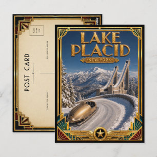 Cartão Postal Lake Placid Nova York Arte Deco Vintage Idade Dour