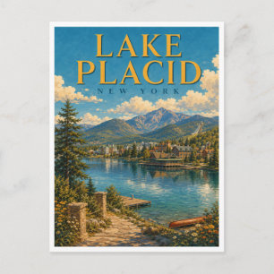 Cartão Postal Lake Placid Nova York Mirror Lake GeoSaga