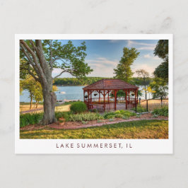 Cartão Postal Lake Summerset Illinois Gazebo