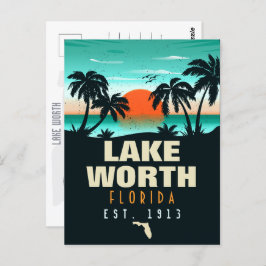 Cartão Postal Lake Worth Florida Retro Sunset Souvenirs 60s