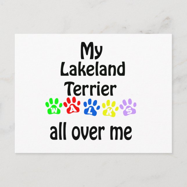 Cartão Postal Lakeland Terrier Walks Design (Frente)