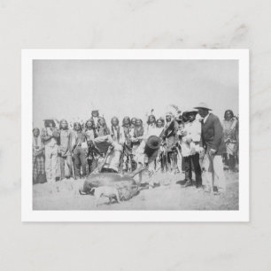 Cartão Postal Lakota índios esfolando fotografia de gado