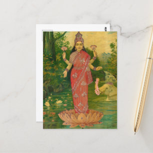 Cartão Postal Lakshmi por Raja Ravi Varma
