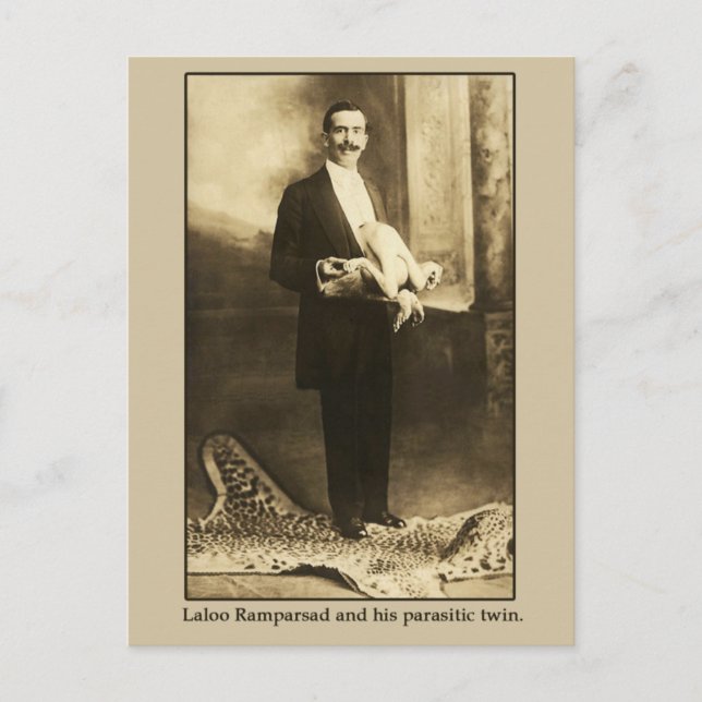 Cartão Postal Laloo, o Feliz Hindoo com um Gêmeo parasita (Frente)