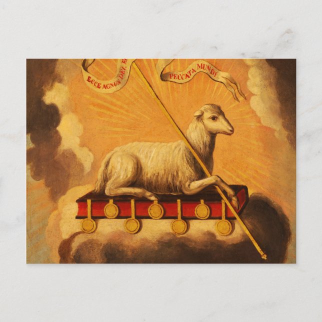 Cartão Postal Lamb de Deus, Agnus Dei por José Campeche y Jordan (Frente)
