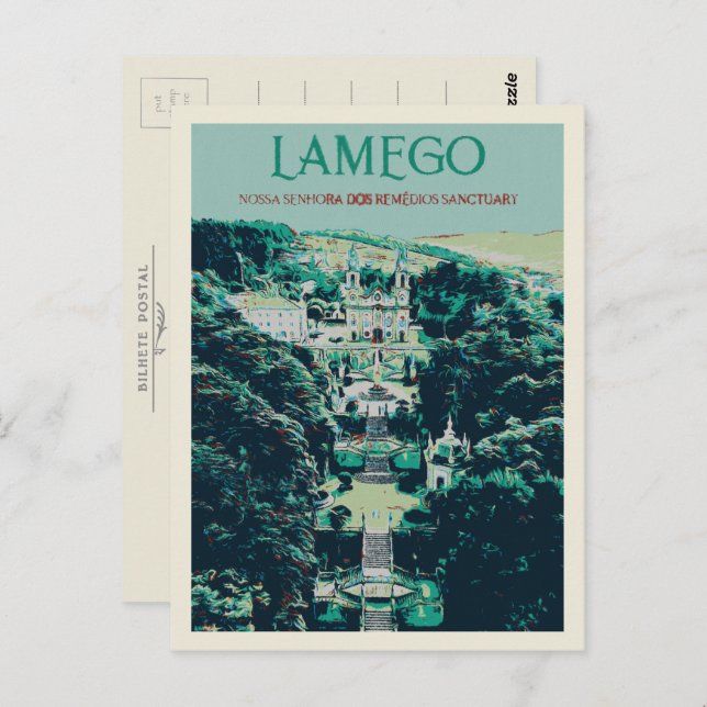 Cartão Postal Lamego Santuário em Portugal Ilustração (Frente/Verso)