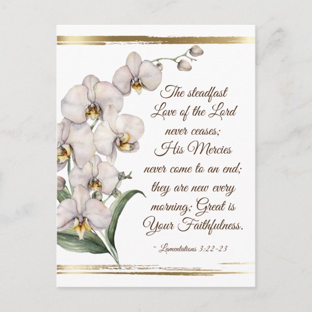 Cartão Postal Lamentações 3:22-23 Ama Constante do Senhor (Frente)