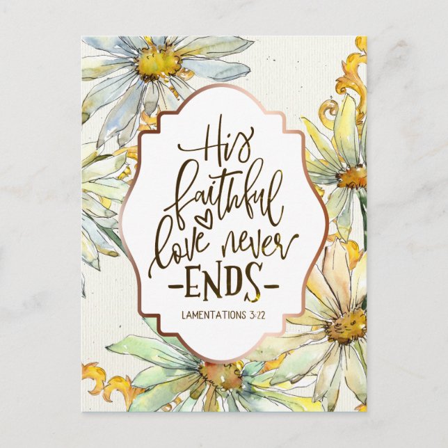 Cartão Postal Lamentações 3:22 Seu Amor Fiel Nunca Termina (Frente)