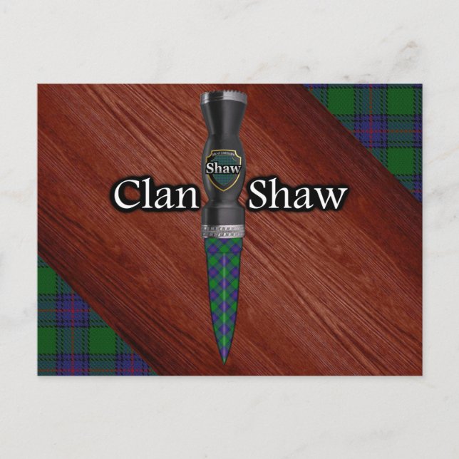 Cartão Postal Lâmina Sgian Dubh do Tartã do Clã Shaw (Frente)