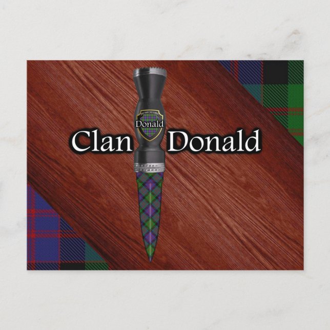 Cartão Postal Lâmina Sgian Dubh do Tartan do Clã Donald (Frente)