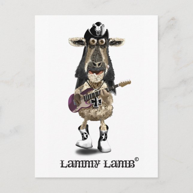 Cartão Postal Lammy Lamb a Heavy Metal Rock SHEEP (Frente)