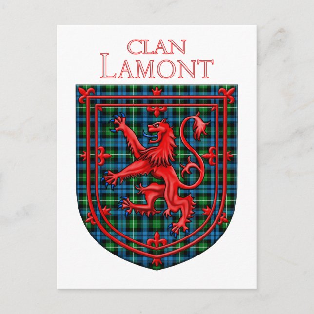 Cartão Postal Lamont Tartan Scottish Plaid Lion Rampant (Frente)