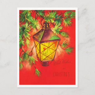 Cartão Postal Lâmpada Felicitações Natal Retro Anos 50 Vintage