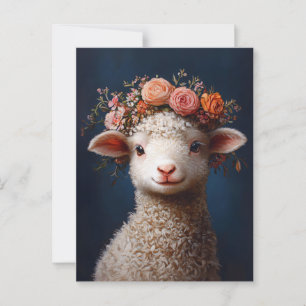 Cartão Postal Lâmpada Vestindo uma Coroa Flor