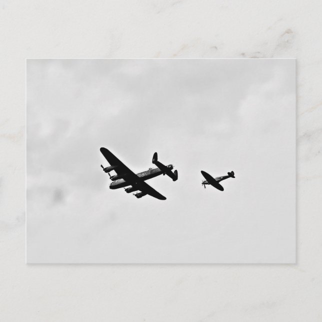 Cartão Postal Lancaster Bomber And Spitfire Postcards (Frente)