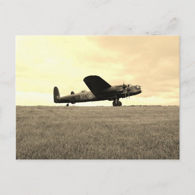 Cartão Postal Lancaster Bomber Sepia Tone (Frente)