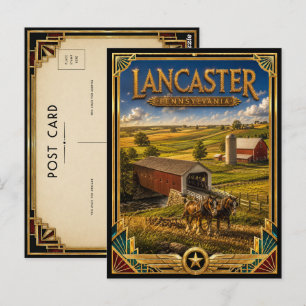 Cartão Postal Lancaster Pensilvânia Arte Deco Vintage Idade Dour