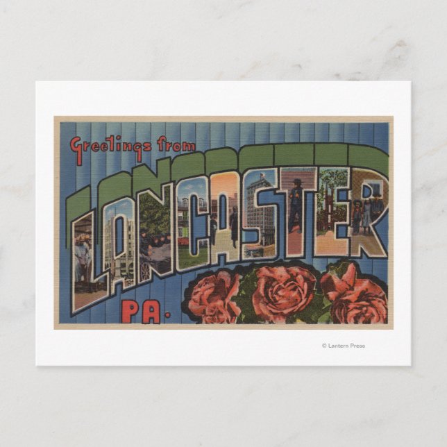 Cartão Postal Lancaster, Pensilvânia - grandes cenas da letra (Frente)