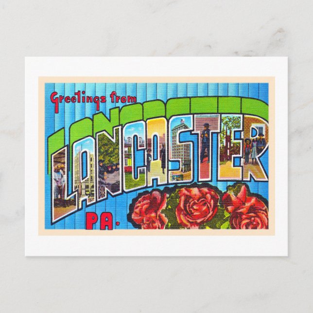 Cartão Postal Lancaster Pensilvânia PA - Grande Letra Postal (Frente)