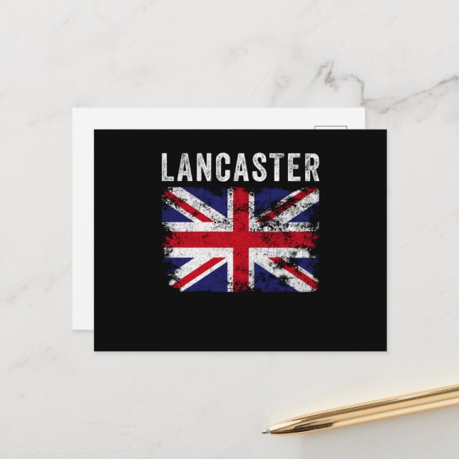 Cartão Postal Lancaster UK Flag England Souvenir (Frente/Verso In Situ)