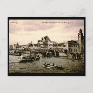 Cartão Postal Landing Bridges, Hamburgo, Alemanha, Vintage
