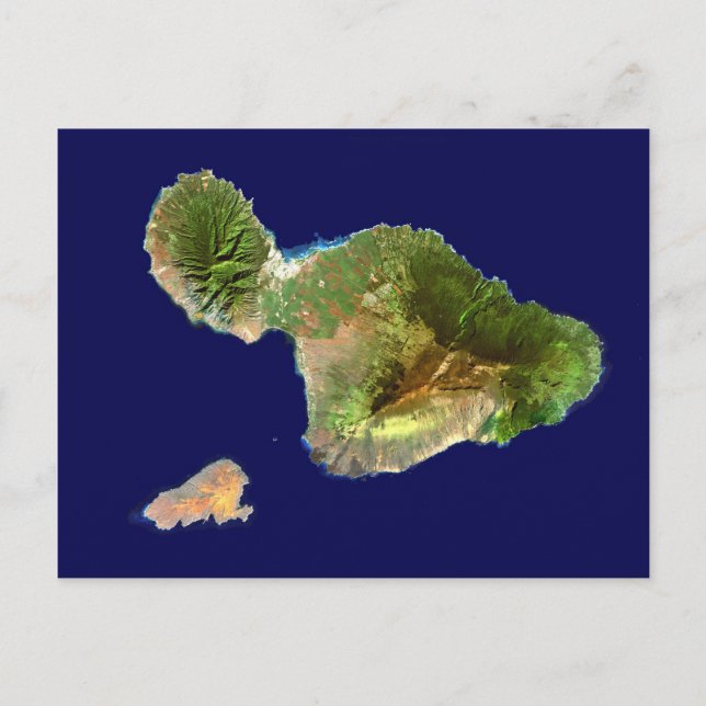 Cartão Postal Landsat Satélite Imagem de Maui do Espaço (Frente)