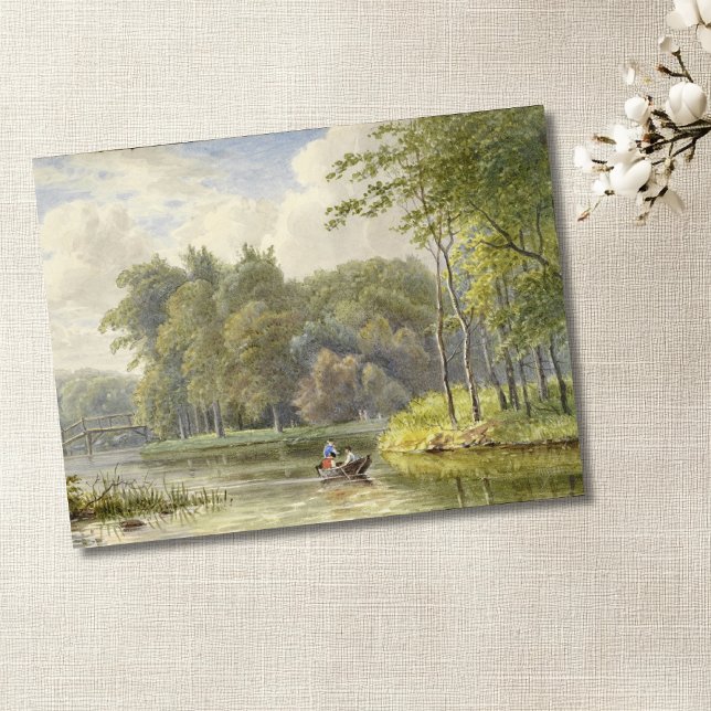 Cartão Postal Landschap encontrou Figuren em een Roeibootje Vint (Criador carregado)
