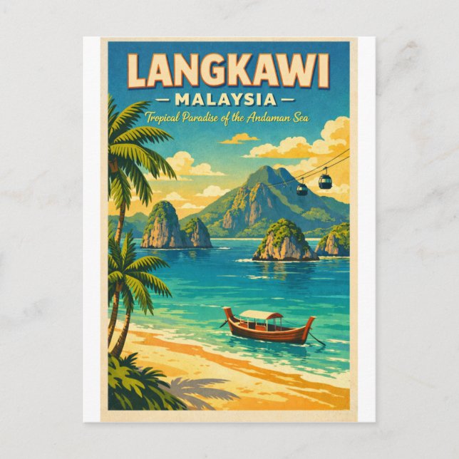 Cartão Postal Langkawi Island, Malaysia, in a vibrant retro  (Frente)