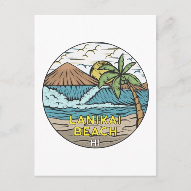 Cartão Postal Lanikai Beach Hawaii Vintage (Frente)