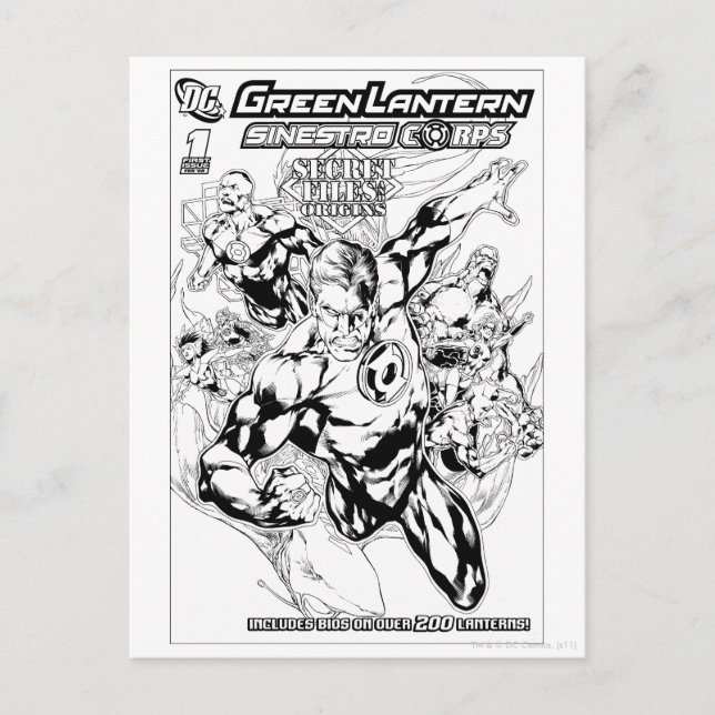 Cartão Postal Lanterna Verde - Cobrir Arquivos Secretos e Origen (Frente)