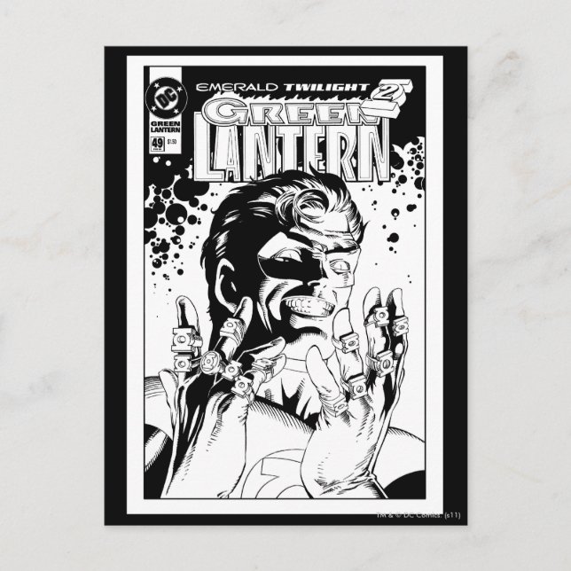 Cartão Postal Lanterna Verde - Muitos Anéis, Preto e Branco (Frente)