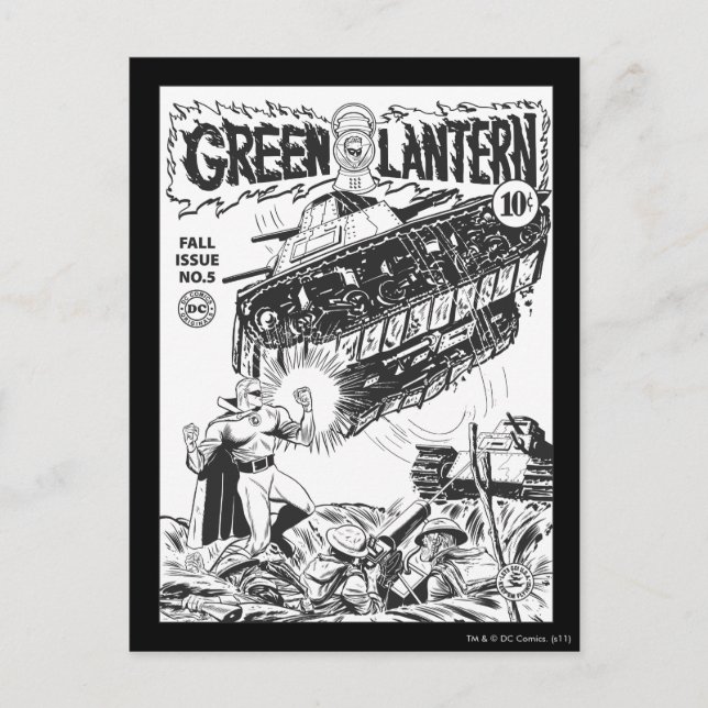 Cartão Postal Lanterna Verde nas trincheiras, Preto e Branco (Frente)