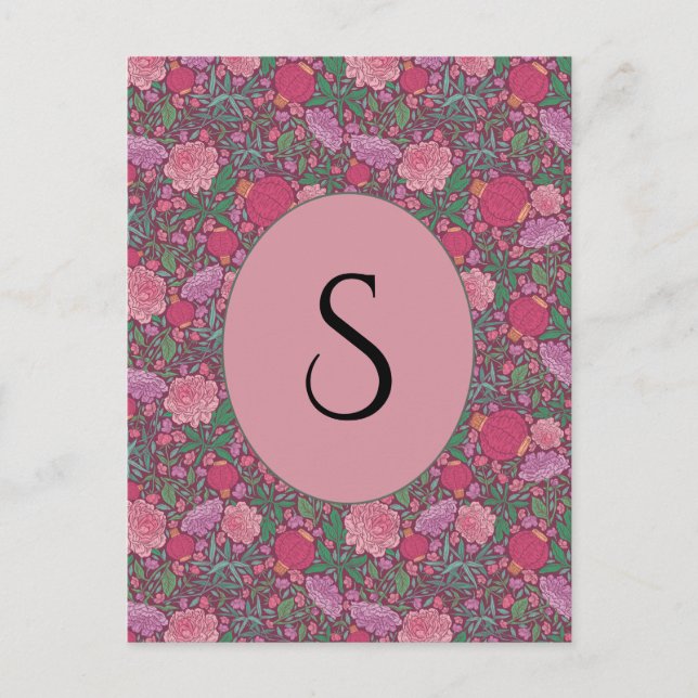 Cartão Postal Lanternas de papel japonês do Dia de as mães prima (Frente)